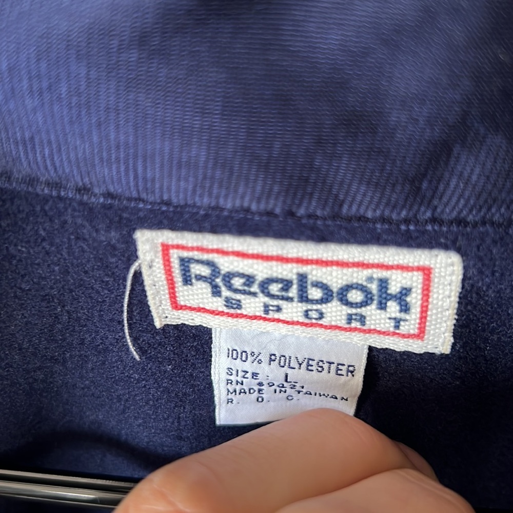 Vintage 80s retro Reebok Sport Polyester navy white and red polyester full zip - Picture 3 of 5